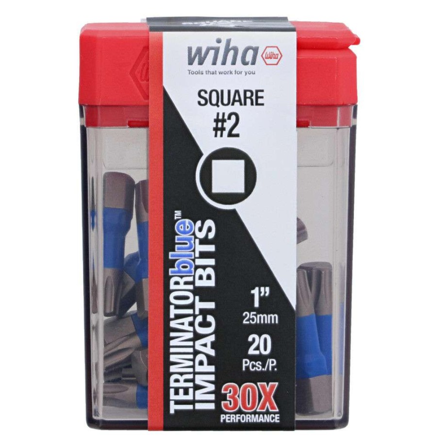 Accessories * | 100% Guarantee Wiha Terminatorblue Impact Bit 1 Square #2 20Pk