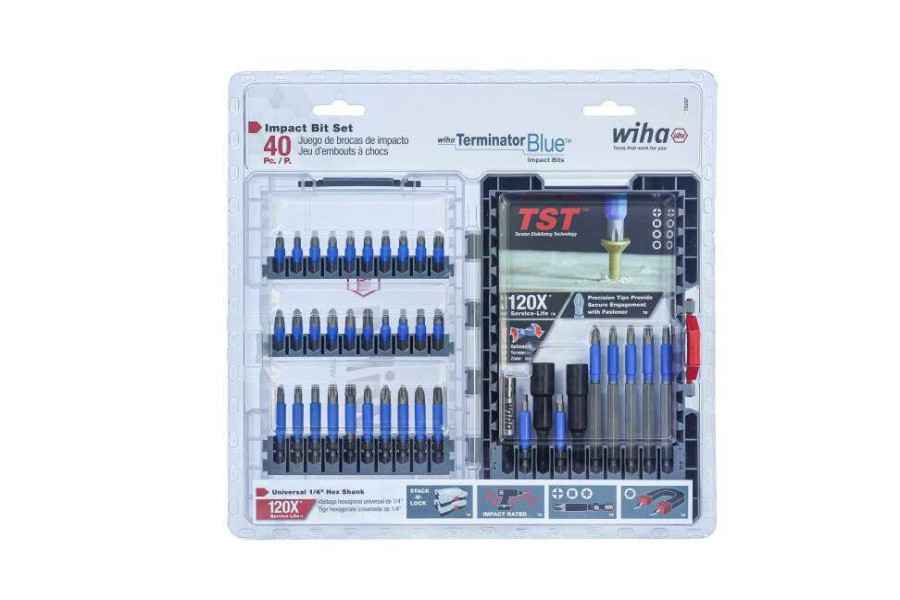 Accessories * | Sales Wiha Terminatorblue Impact Bit Set 40Pc