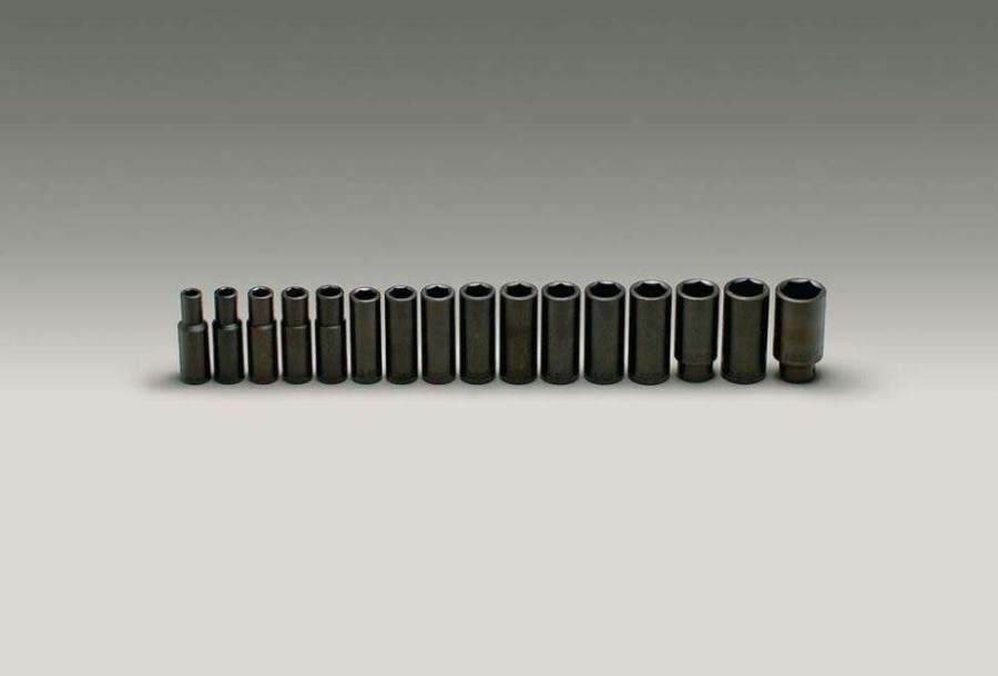 Sockets * | Online 1/2 In. Dr., 16 Pc. Impact Metric Socket Set 10 Mm To 27 Mm, 6 Pt. Deep