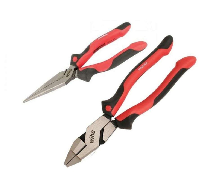 Accessories * | Large Choice Soft Grip Industrial New England Lineman'S Pliers/Long Nose Pliers 2 Piece Set