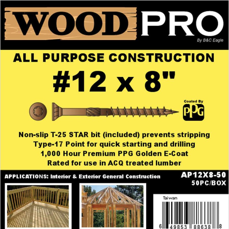 Accessories * | Reliable Quality (50) #12 X 8 In. All Purpose Wood Screws