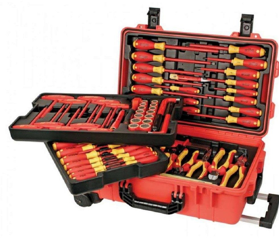 Hand Tools * | Best Quality Insulated Master Electrician'S Tool Set In Rolling Water Tight Traveling Tool Box, 80 Piece